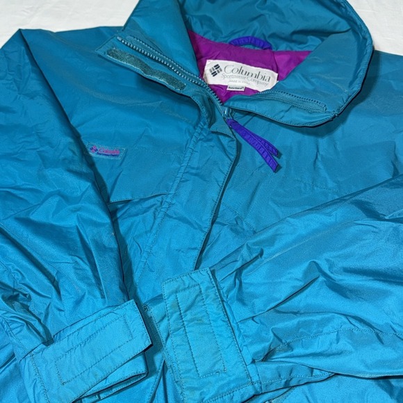Columbia Jackets & Blazers - Vintage Columbia Whirlibird Ski Jacket Women's XL Retro Teal Pink 80s 90s Lined